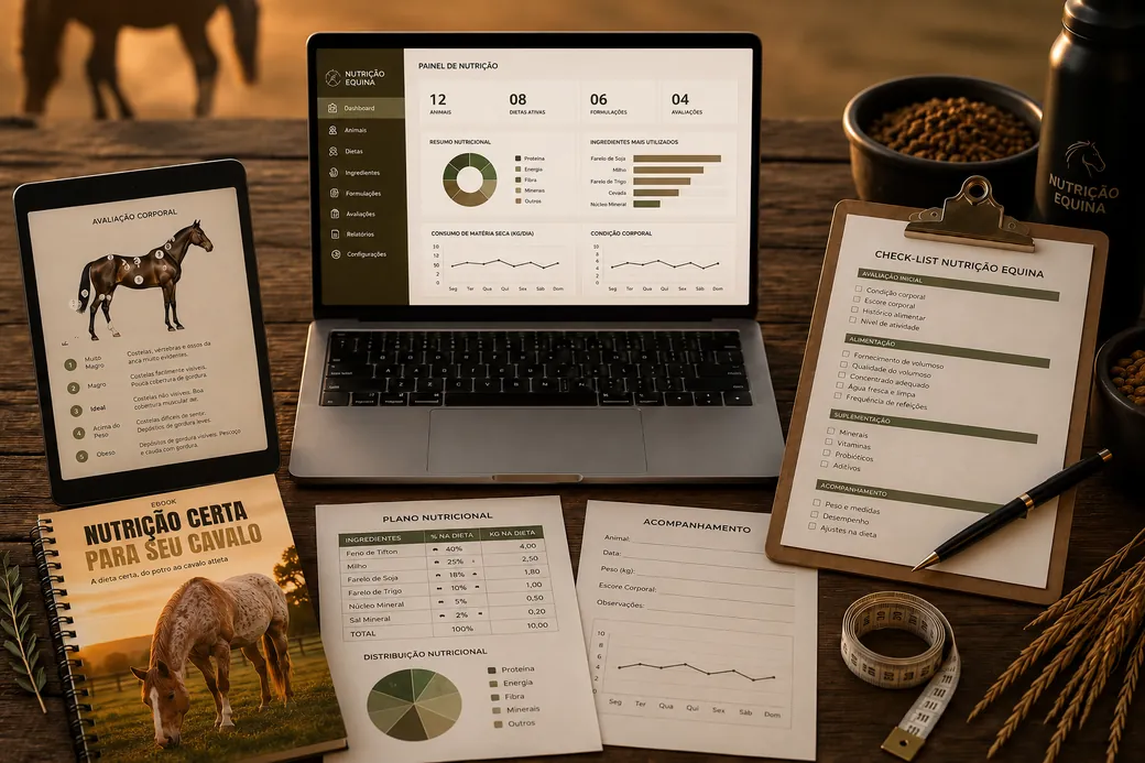 Ebook Nutrição Certa para Seu Cavalo e a Planilha de Acompanhamento