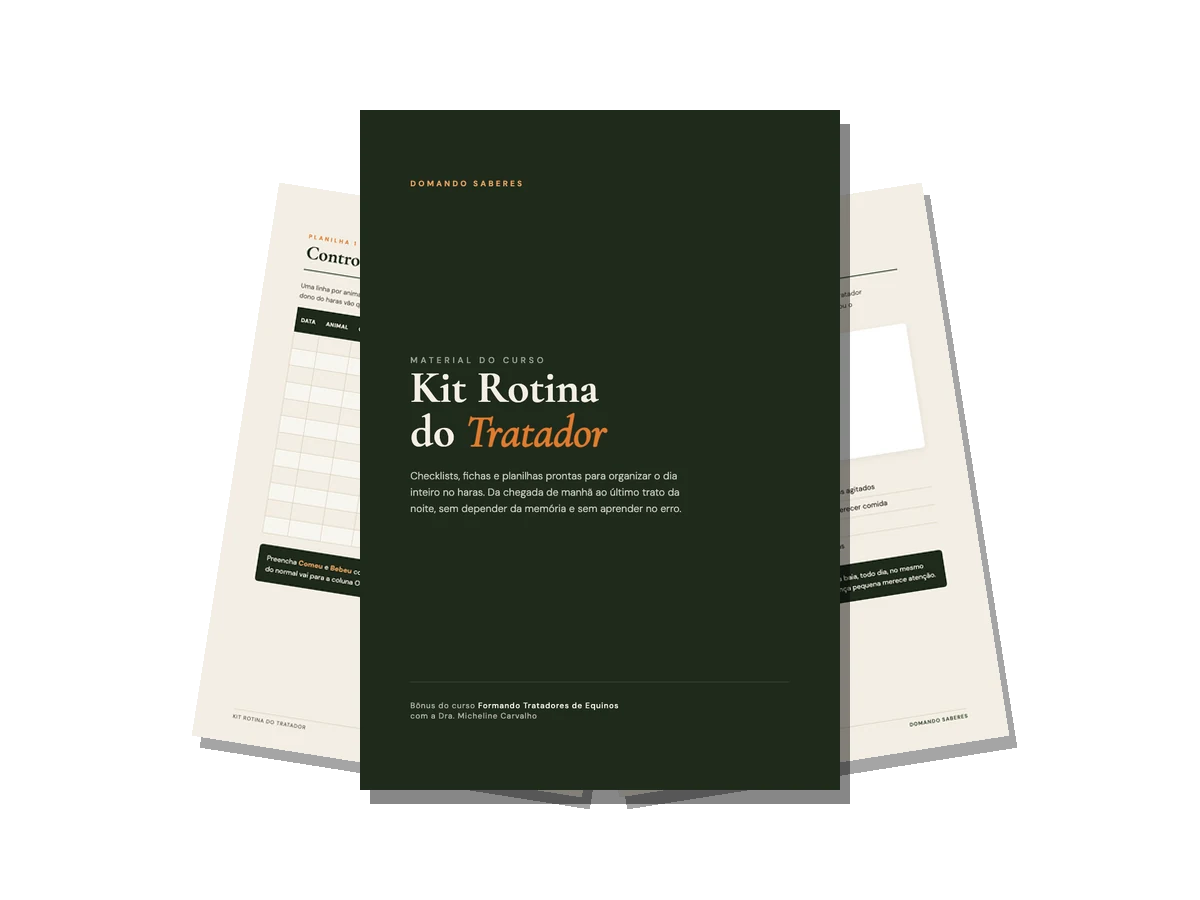 Kit Rotina do Tratador: capa e páginas internas do material de bônus
